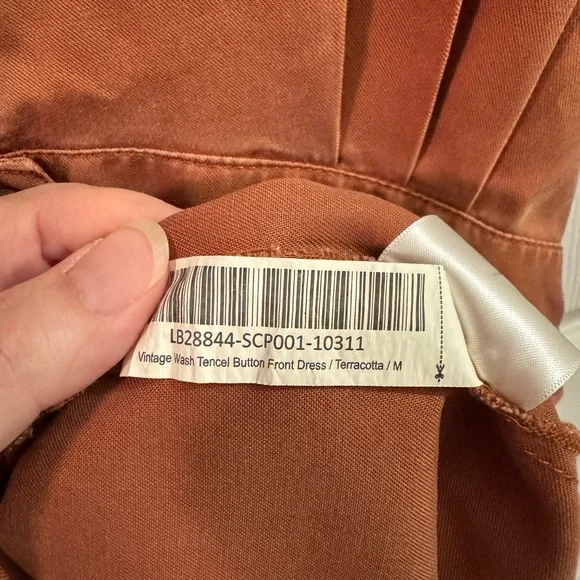 Quince Vintage Wash Tencel Button Front Dress Terracotta M - Picture 10 of 13